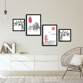 Wallity Cuadro Decorativo de 4 Piezas Multicolor